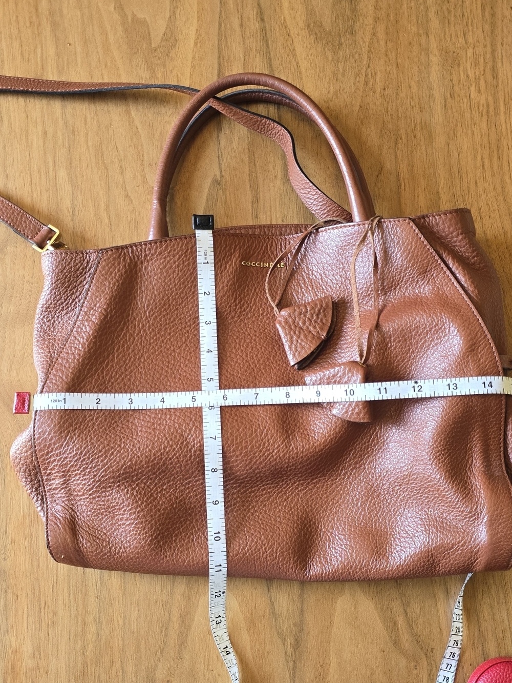 Coccinelle Italian Leather Crossbody Bag Cognac Caramel - Picture 9 of 10